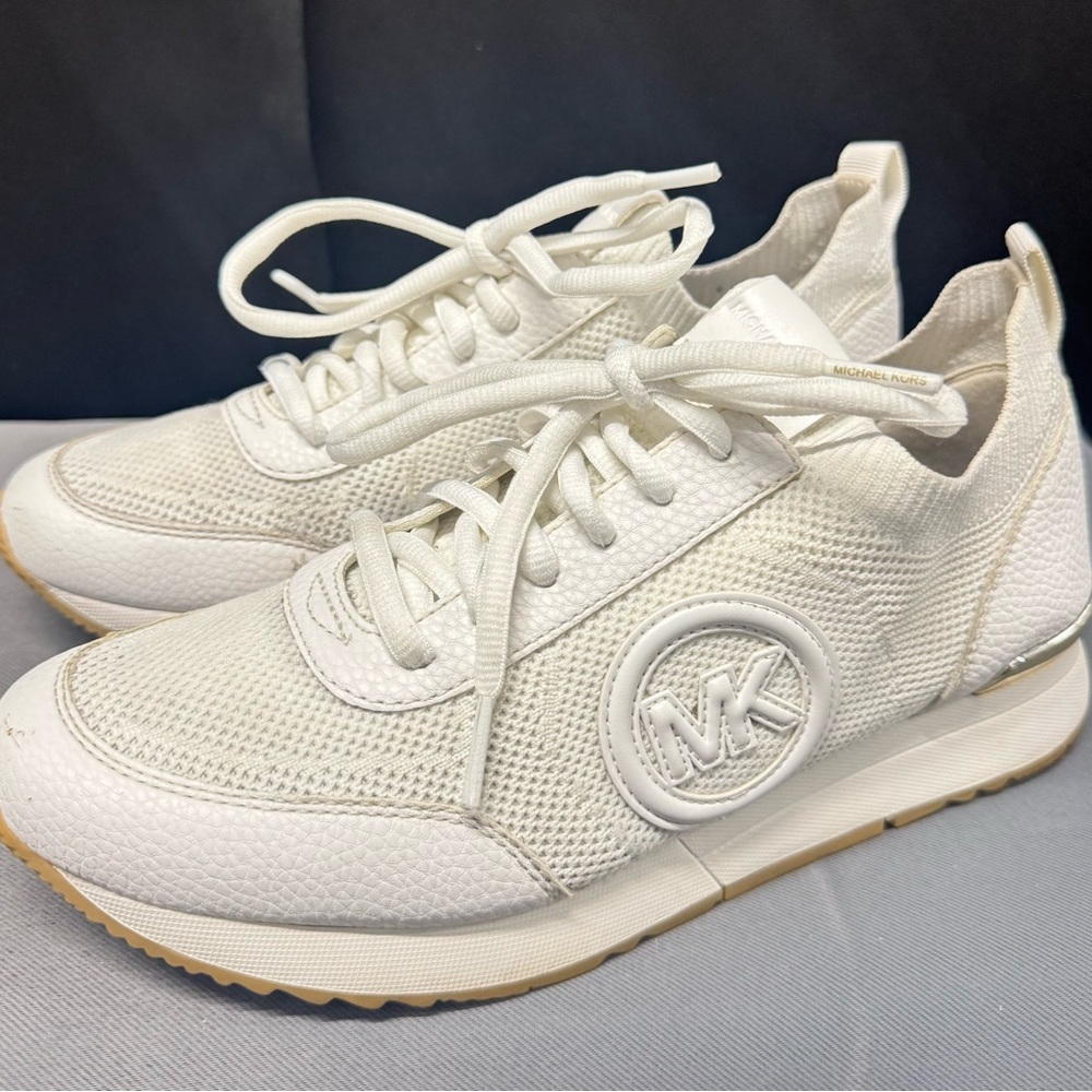 Michael Kors White and Gold Sneakers